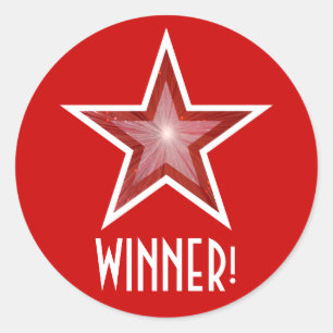 Red Star 'WINNER!' round sticker red