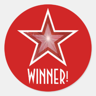 Red Star 'WINNER!' round sticker red