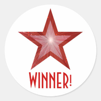Red Star 'WINNER!' round sticker white