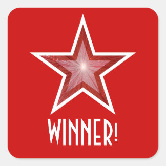 Red Star 'WINNER!' square sticker red