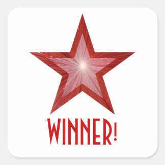 Red Star 'WINNER!' square sticker white