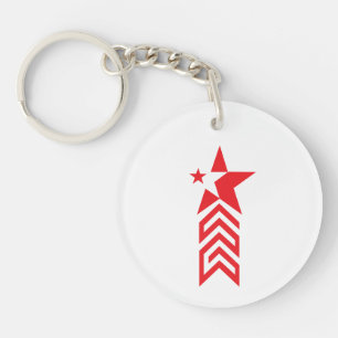 Red Star with Chevron Arrows Key Ring