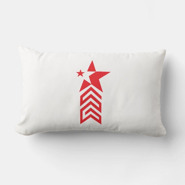 Red Star with Chevron Arrows Lumbar Cushion (Front)