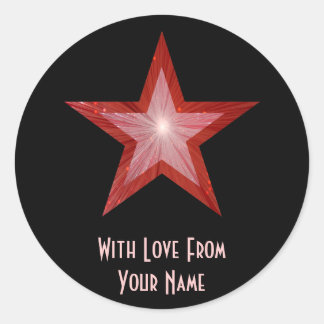 Red Star 'With Love From'' round sticker black