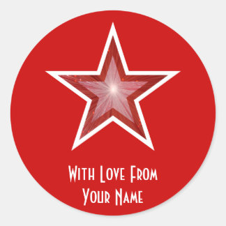 Red Star 'With Love From'' round sticker red