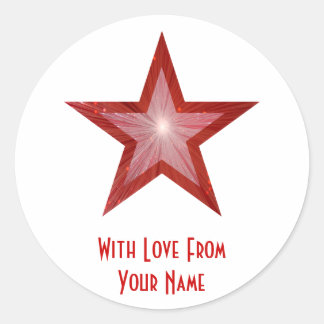 Red Star 'With Love From'' round sticker white