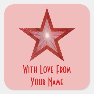 Red Star 'With Love From'' square sticker