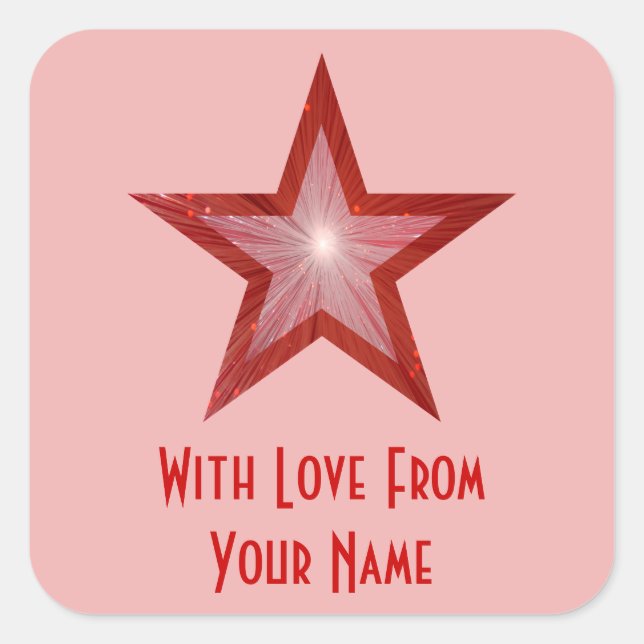 Red Star 'With Love From'' square sticker (Front)