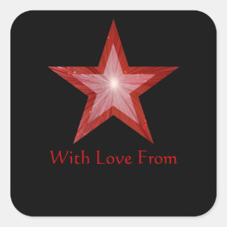 Red Star 'With Love From'' square sticker black