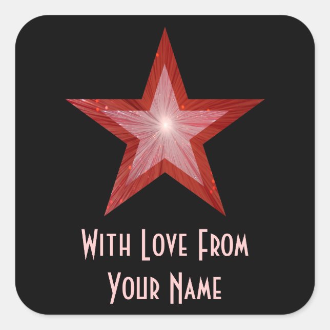 Red Star 'With Love From'' square sticker black (Front)