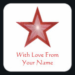 Red Star 'With Love From'' square sticker white<br><div class="desc">Modern design with a shining, sparkling red and white star on a white background. Sticker with a red and white customisable design for you to personalise with your own text, images and ideas. The text can easily be changed using the template provided or click the 'Customise It' button to make...</div>
