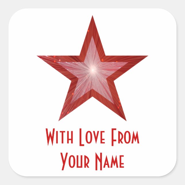 Red Star 'With Love From'' square sticker white (Front)