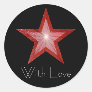 Red Star 'With Love'' round sticker black