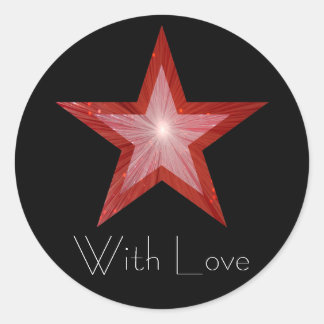 Red Star 'With Love'' round sticker black