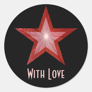 Red Star 'With Love'' round sticker black