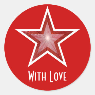 Red Star 'With Love'' round sticker red