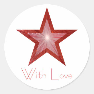 Red Star 'With Love'' round sticker white