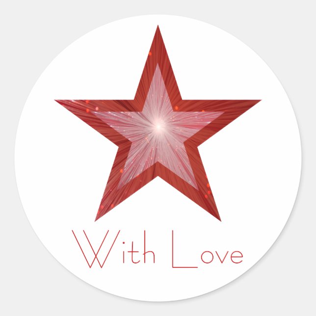 Red Star 'With Love'' round sticker white (Front)