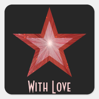Red Star 'With Love'' square sticker black