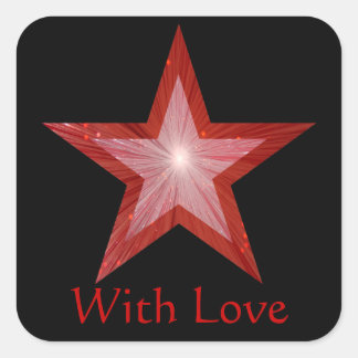 Red Star 'With Love'' square sticker black
