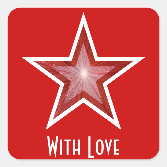 Red Star 'With Love'' square sticker red (Front)