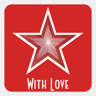 Red Star 'With Love'' square sticker red