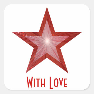 Red Star 'With Love'' square sticker white