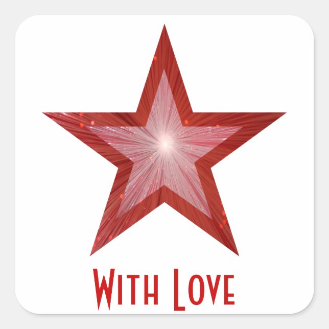 Red Star 'With Love'' square sticker white (Front)