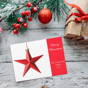 Red star with Merry Christmas flat card