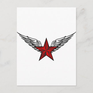 red star with wings postcard