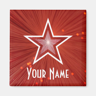 Red Star 'Your Name' fridge magnet square