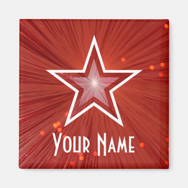 Red Star 'Your Name' fridge magnet square (Front)