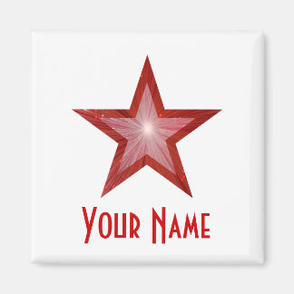 Red Star 'Your Name' fridge magnet square white
