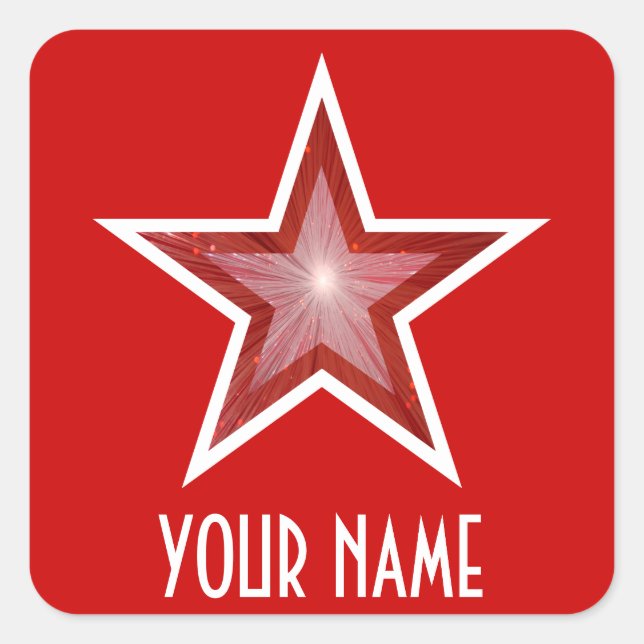Red Star 'Your Name'' square sticker red (Front)