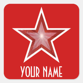 Red Star 'Your Name'' square sticker red