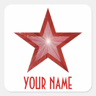 Red Star 'Your Name'' square sticker white