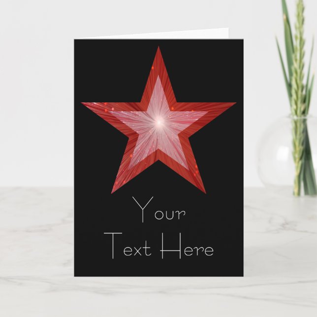 Red Star 'Your Text' card black vertical (Front)