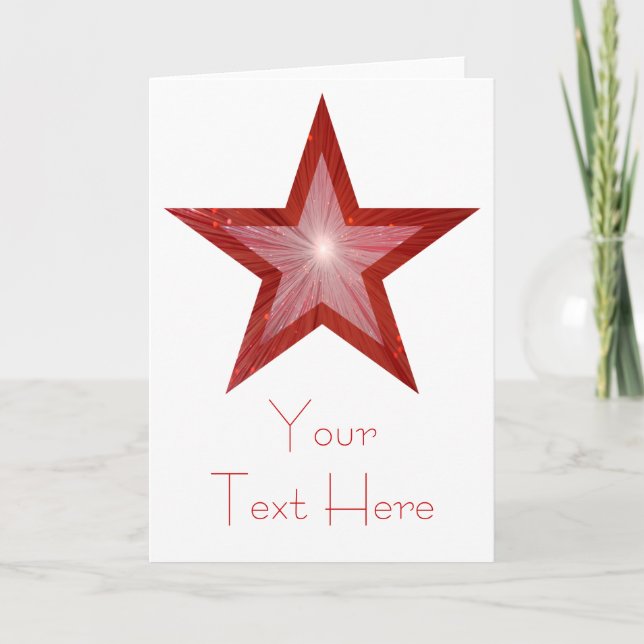 Red Star 'Your Text' card white vertical (Front)