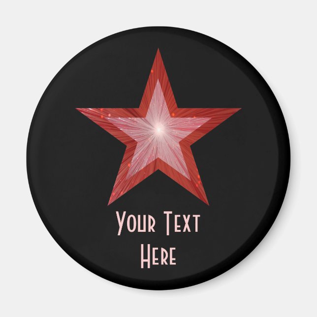 Red Star 'Your Text' fridge magnet black (Front)
