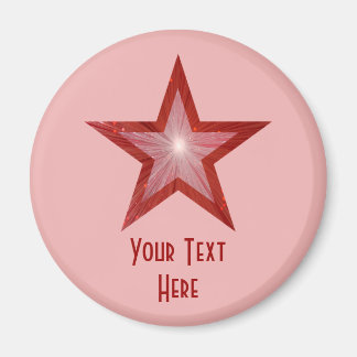Red Star 'Your Text' fridge magnet pink
