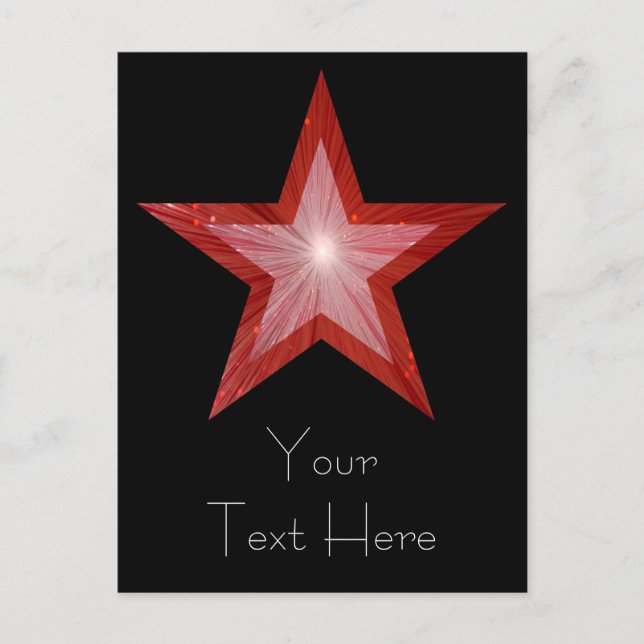 Red Star 'Your Text' postcard black (Front)