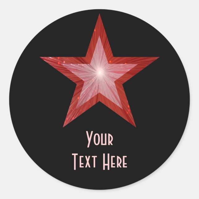 Red Star 'Your Text' round sticker black (Front)