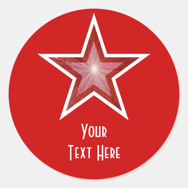 Red Star 'Your Text' round sticker red (Front)