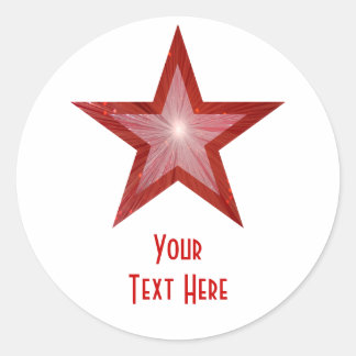 Red Star 'Your Text' round sticker white
