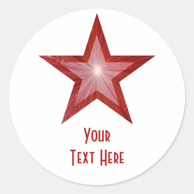 Red Star 'Your Text' round sticker white (Front)