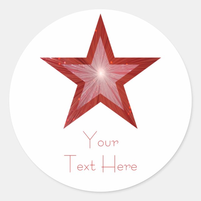 Red Star 'Your Text' round sticker white (Front)