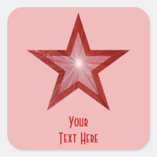 Red Star 'Your Text' square sticker pale