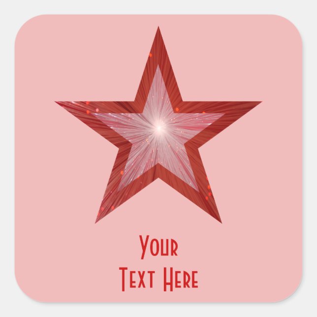 Red Star 'Your Text' square sticker pale (Front)