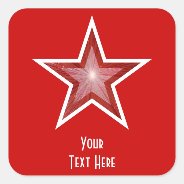 Red Star 'Your Text' square sticker red (Front)