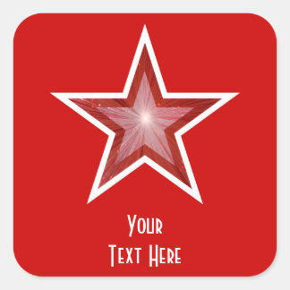Red Star 'Your Text' square sticker red